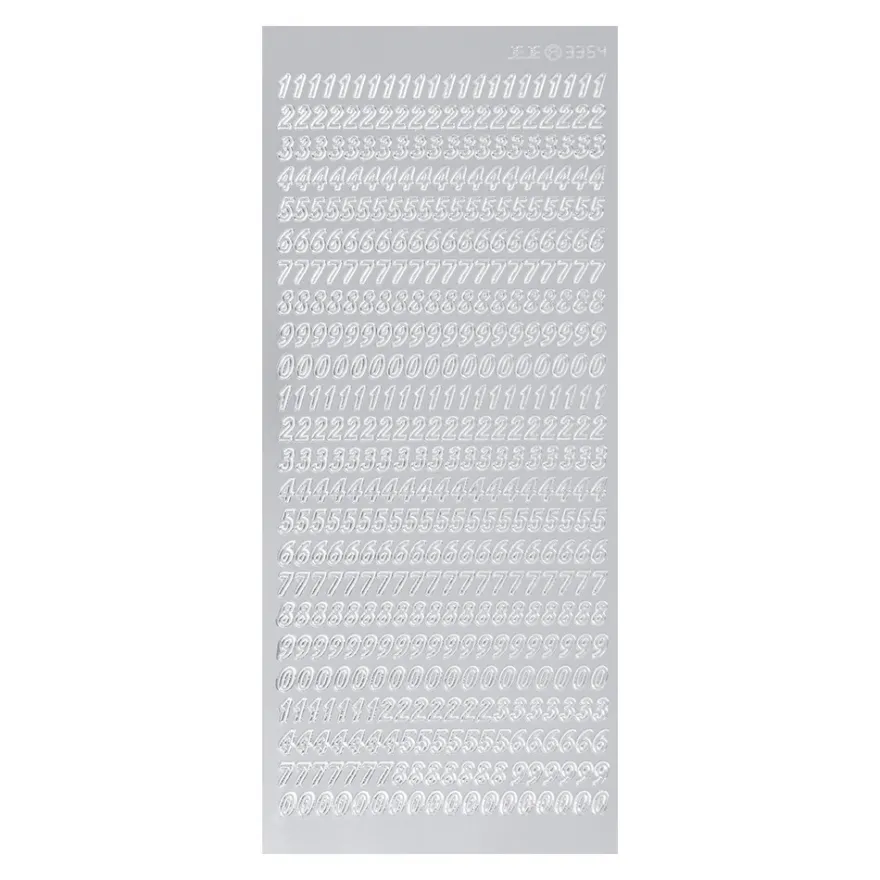 Sticker, Zahlen, Perlmuttfolie, silber