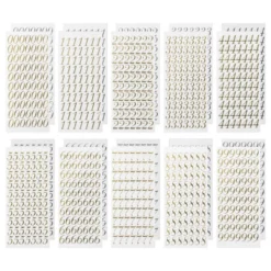 Sticker, Zahlen, Spiegelfolie, gold und silber, 20 Bogen