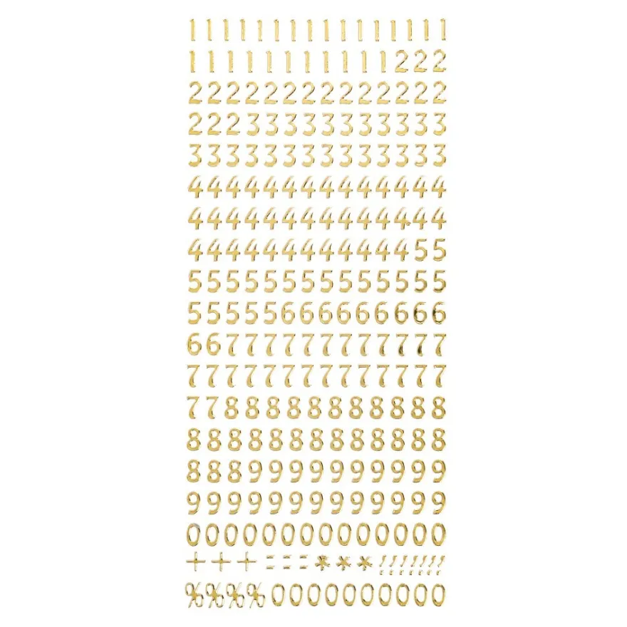 Sticker, Zahlen und Satzzeichen, Spiegelfolie, gold