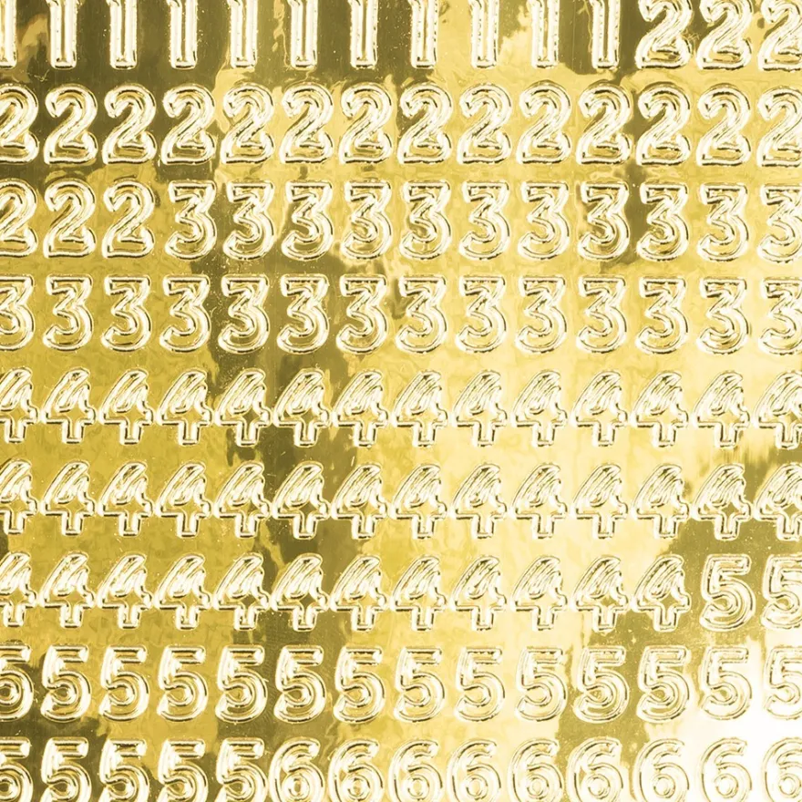 Sticker, Zahlen und Satzzeichen, Spiegelfolie, gold