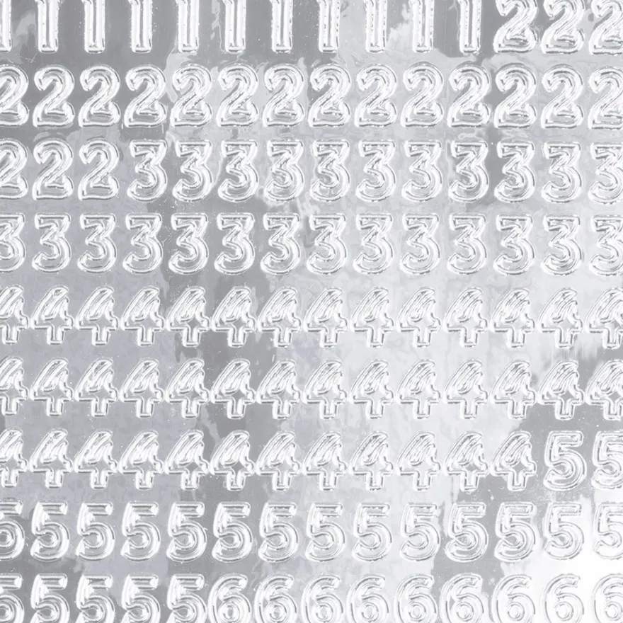 Sticker, Zahlen und Satzzeichen, Spiegelfolie, silber