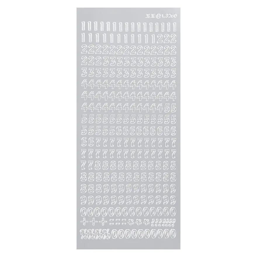 Sticker, Zahlen und Satzzeichen, Spiegelfolie, silber