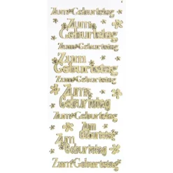 Sticker, Zum Geburtstag, Diamantfolie, gold