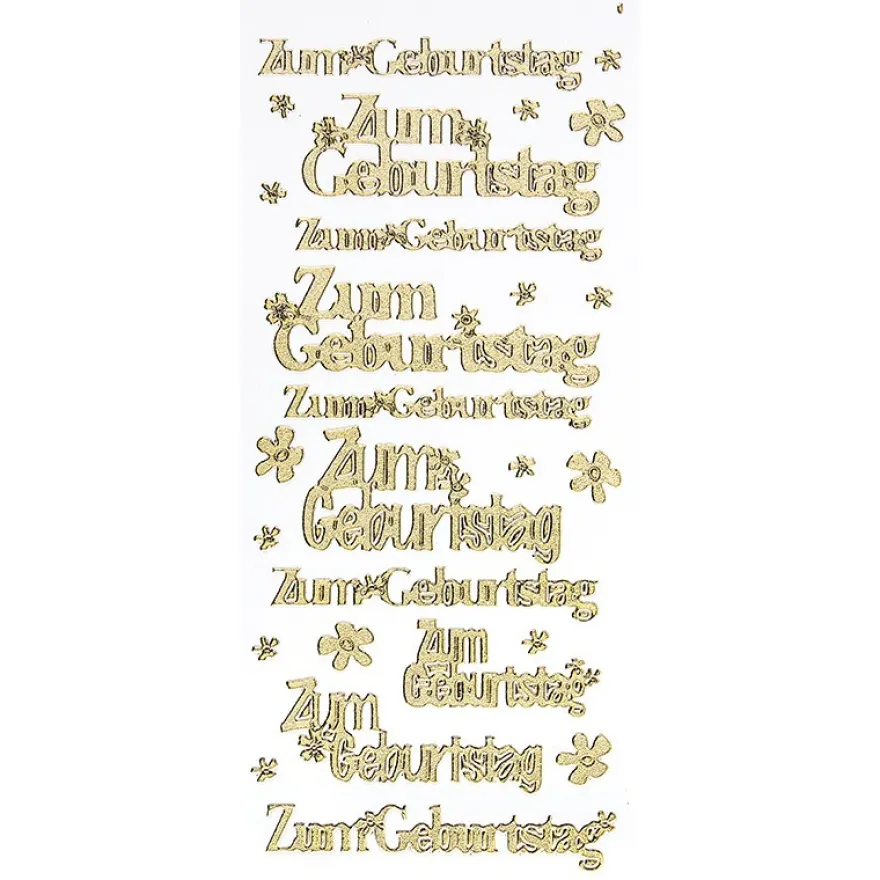 Sticker, Zum Geburtstag, Diamantfolie, gold