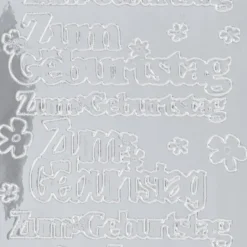 Sticker, Zum Geburtstag, Spiegelfolie, silber