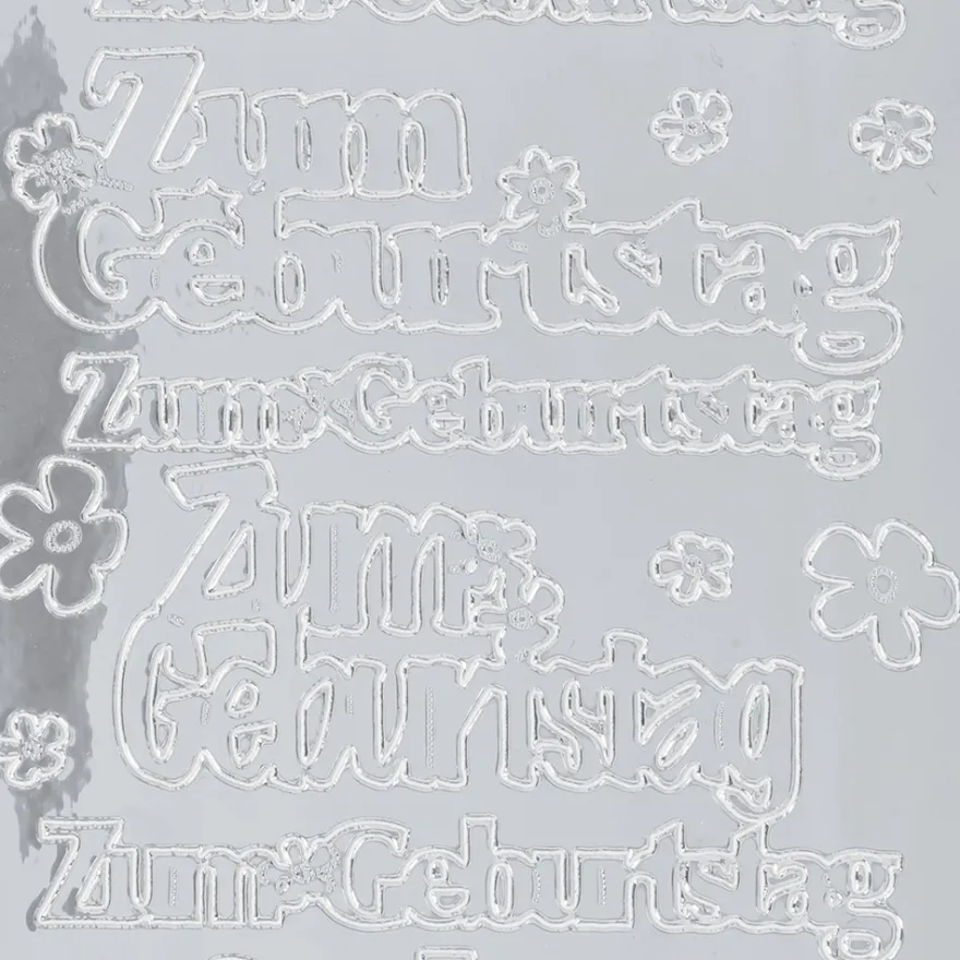 Sticker, Zum Geburtstag, Spiegelfolie, silber