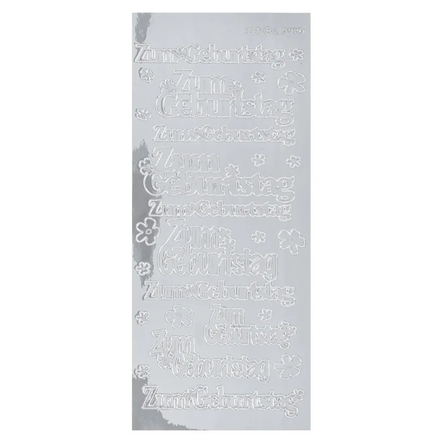 Sticker, Zum Geburtstag, Spiegelfolie, silber