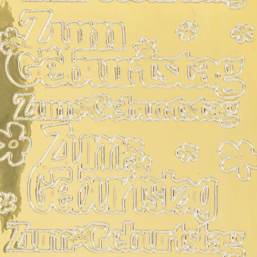 Sticker, Zum Geburtstag, Spiegelfolie, gold