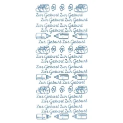 Sticker, Zur Geburt, Spiegelfolie, hellblau