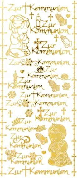 Sticker, Zur Kommunion, Spiegelfolie, gold