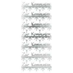 Sticker, Zur Kommunion, Spiegelfolie, silber