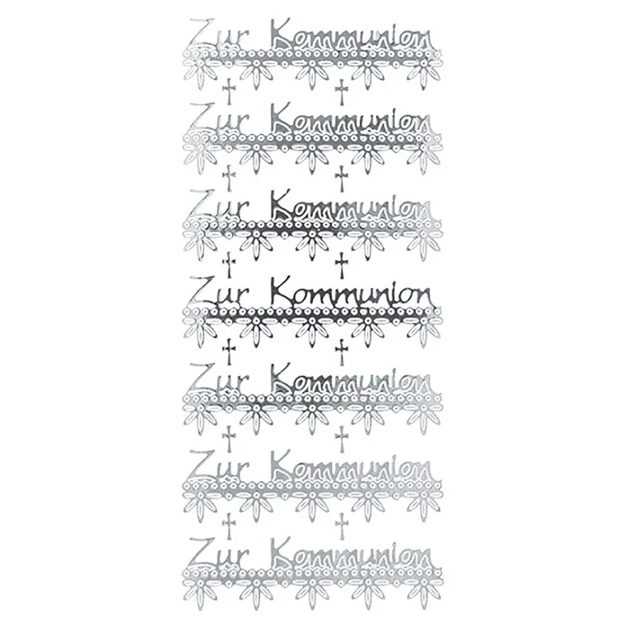 Sticker, Zur Kommunion, Spiegelfolie, silber