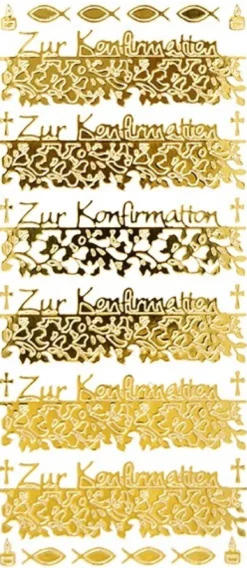 Sticker, Zur Konfirmation, Spiegelfolie, gold