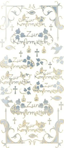 Sticker, Zur Konfirmation, Spiegelfolie, hellblau