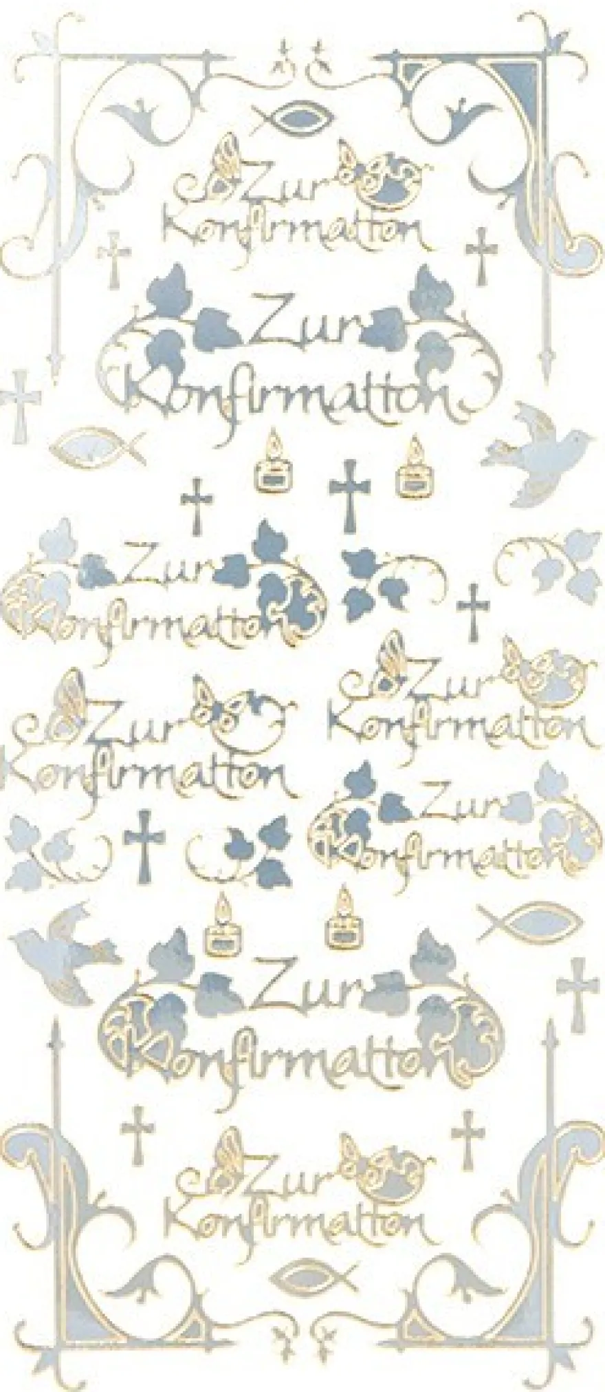 Sticker, Zur Konfirmation, Spiegelfolie, hellblau