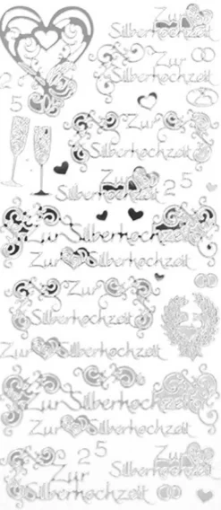 Sticker, Zur Silberhochzeit, Spiegelfolie, silber
