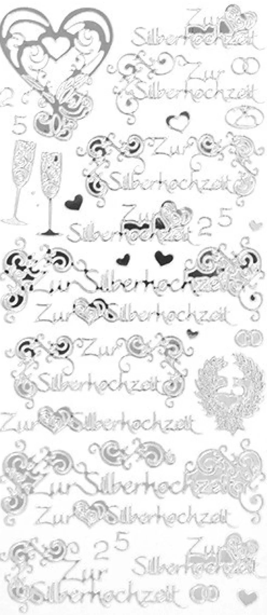 Sticker, Zur Silberhochzeit, Spiegelfolie, silber