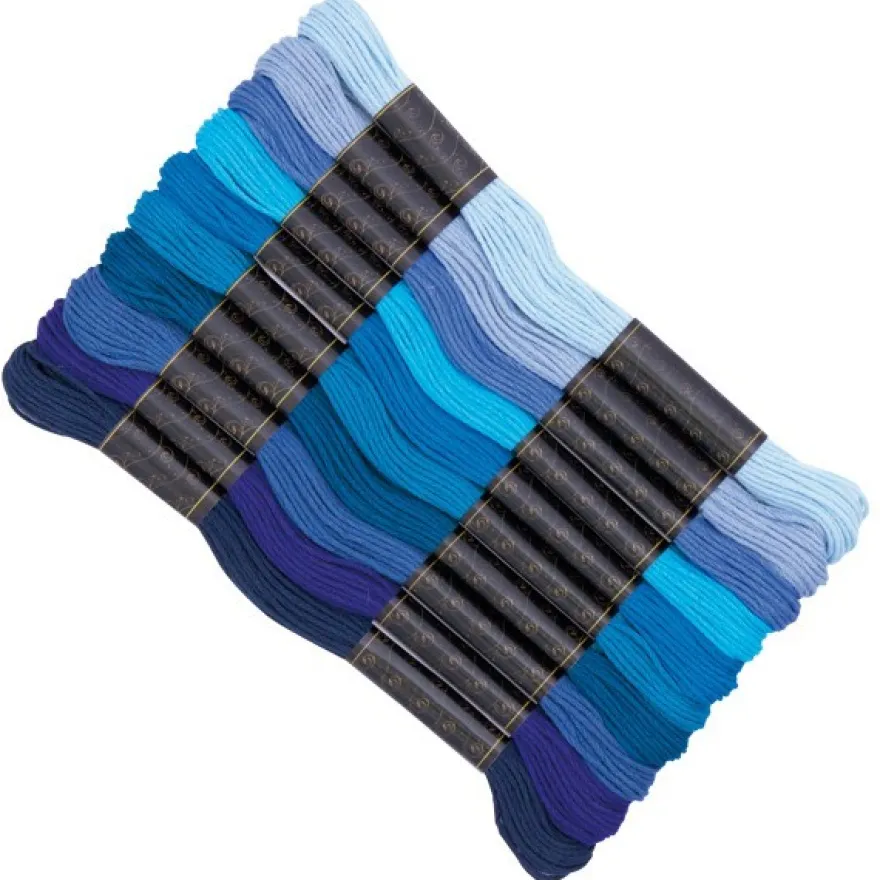 Stickgarn-Set, 10 Döckchen, Blautöne