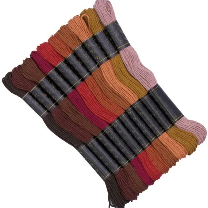 Stickgarn-Set, 10 Döckchen, Brauntöne
