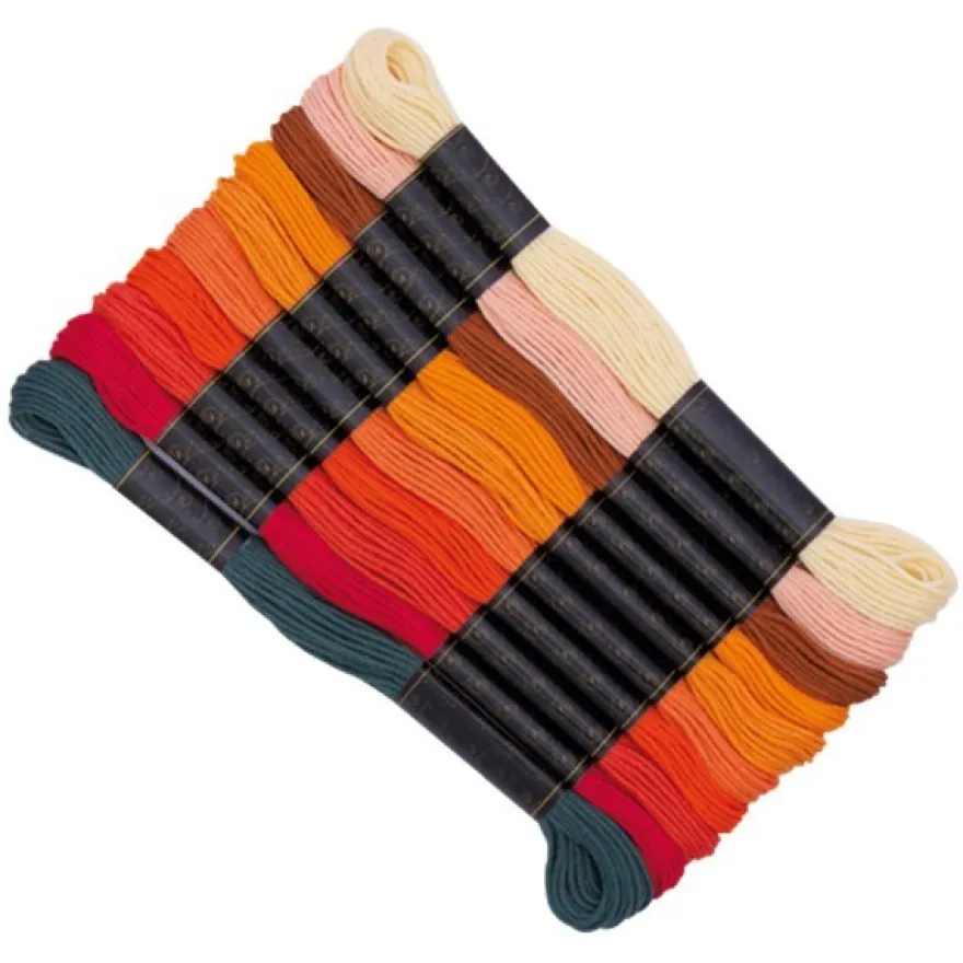 Stickgarn-Set, 10 Döckchen, Orangetöne