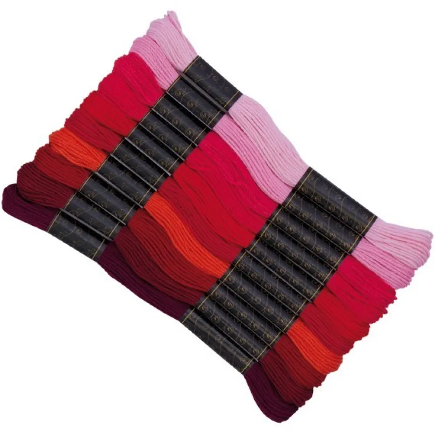 Stickgarn-Set, 10 Döckchen, Rottöne