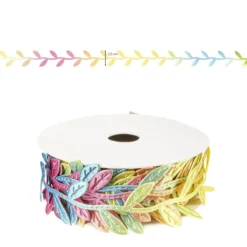 Stoffband Blätter, 2,5cm breit, 5m lang, mit Farbverlauf
