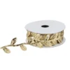 Stoffband Blätter, metallic, 2,3cm beit, 5m lang, hellgold