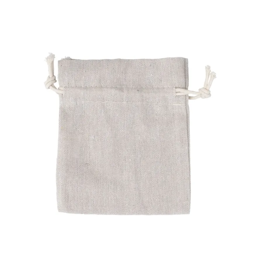Stoffbeutel mit Zugband, 12cm x 15cm, natur, 12 Stück