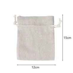 Stoffbeutel mit Zugband, 12cm x 15cm, natur, 12 Stück