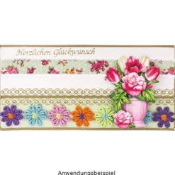 Stoffblüten-Band "Flower Power", 2,5cm breit, 1m lang