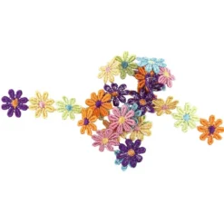Stoffblüten-Band "Flower Power", 2,5cm breit, 1m lang