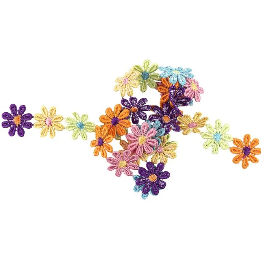 Stoffblüten-Band "Flower Power", 2,5cm breit, 1m lang