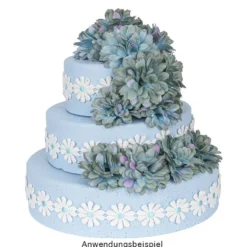 Stoffblüten-Band, Margeriten, hellblau, 2,5cm breit, 2m lang