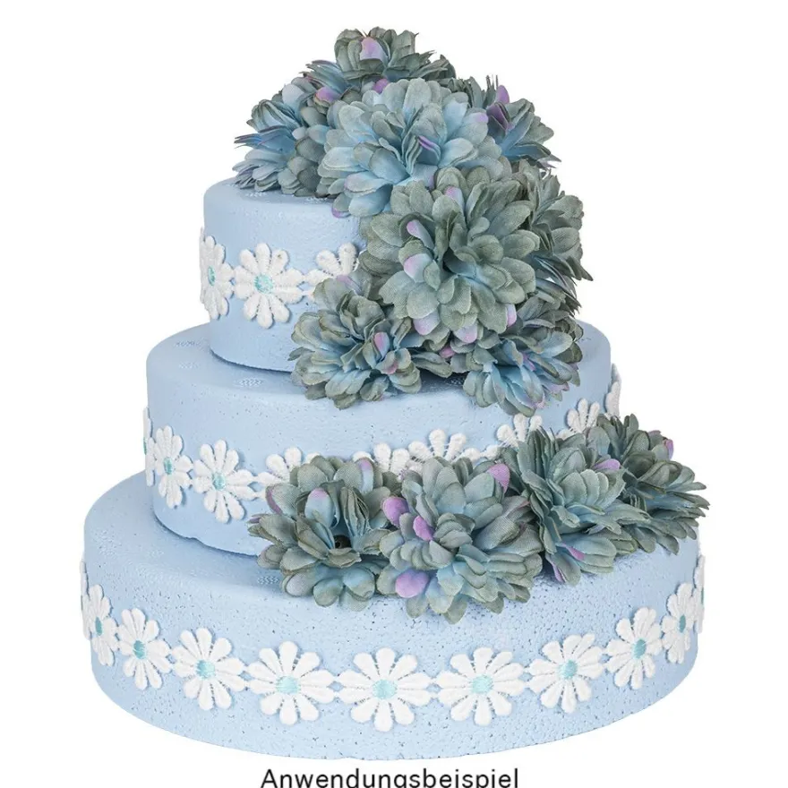 Stoffblüten-Band, Margeriten, hellblau, 2,5cm breit, 2m lang