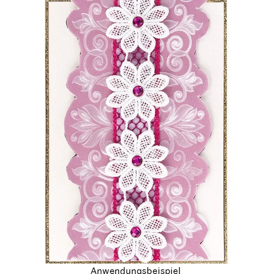 Stoffblüten-Band "Vintage", 3,5cm breit, 1m lang
