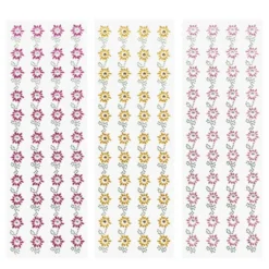 Strass-Bordüren, Blumen, verschiedene Farben, 3 Bogen