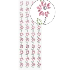 Strass-Bordüren, Blumen, verschiedene Farben, 3 Bogen