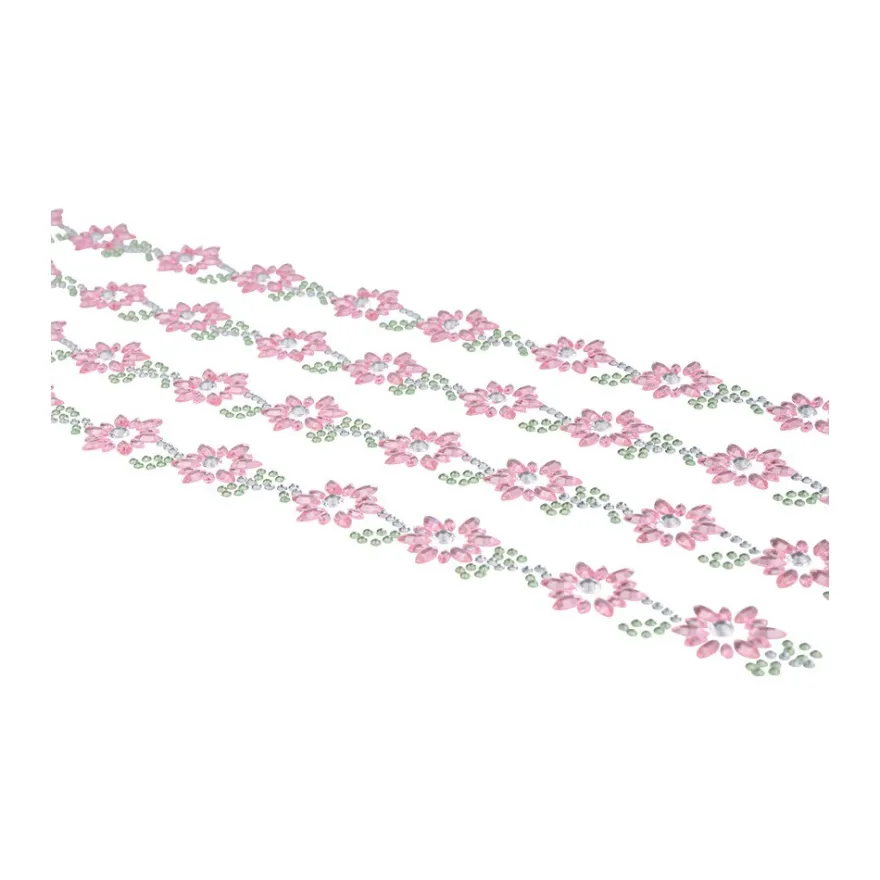 Strass-Bordüren, Blumen, verschiedene Farben, 3 Bogen