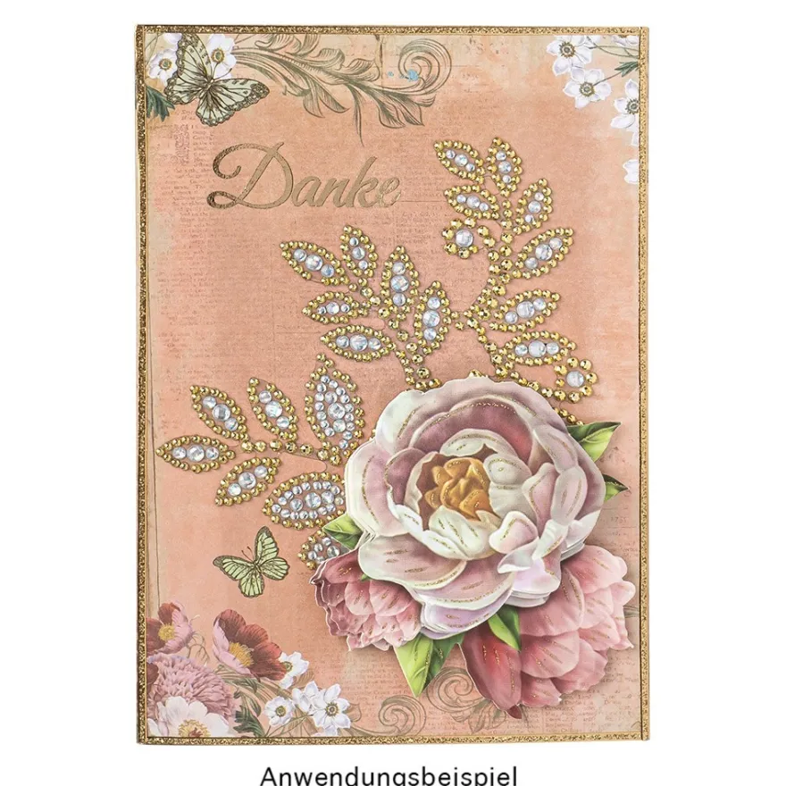 Strass-Ornamente, Blumen & Blätter, mehrfarbig, teilweise mit Veredelung, 5 Bogen