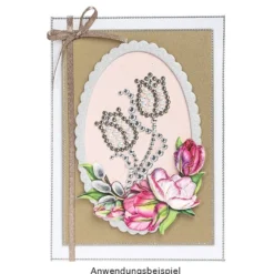 Strass-Ornamente, Blumen, mehrfarbig, teilweise mit Veredelung, 5 Bogen