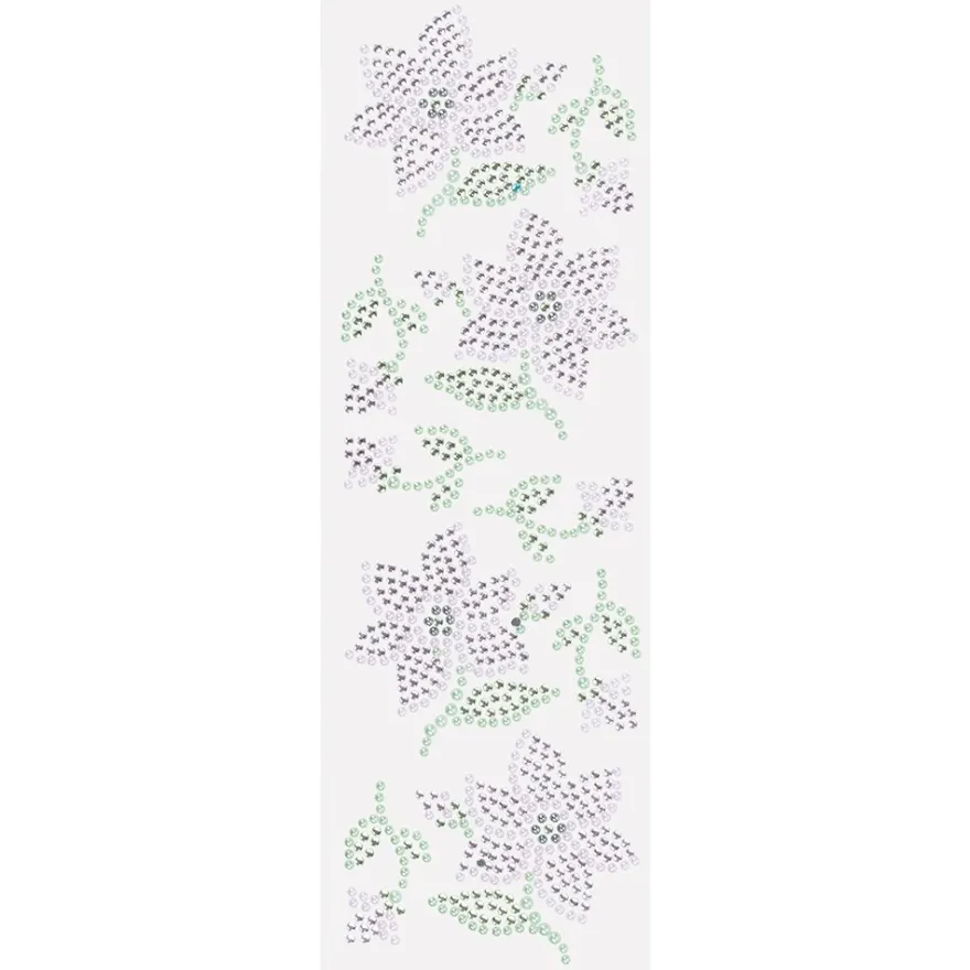 Strass-Ornamente, Blumen 2, verschiedene Designs und Farben, 5 Bogen