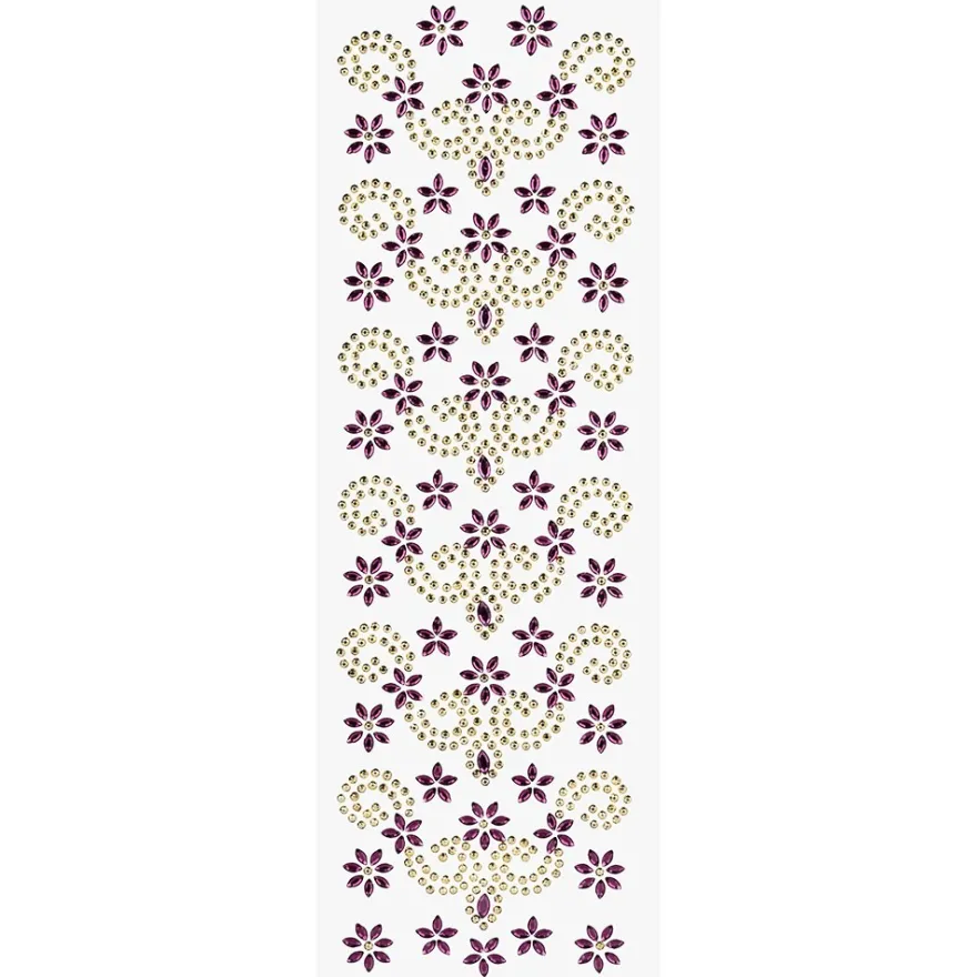 Strass-Ornamente, Bordüren & Ornamentik, mehrfarbig, teilweise mit Veredelung, 5 Bogen