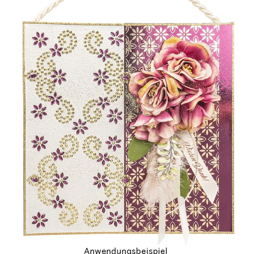 Strass-Ornamente, Bordüren & Ornamentik, mehrfarbig, teilweise mit Veredelung, 5 Bogen