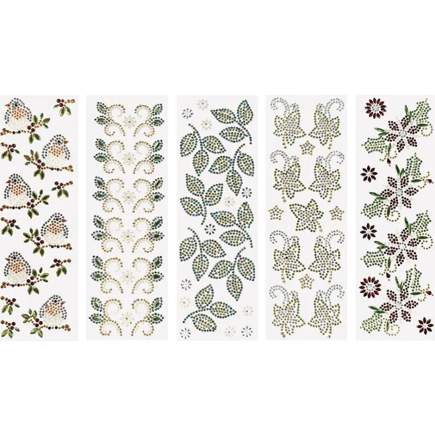 Strass-Ornamente, Herbstmotive, mehrfarbig, teilweise mit Veredelung, 5 Bogen