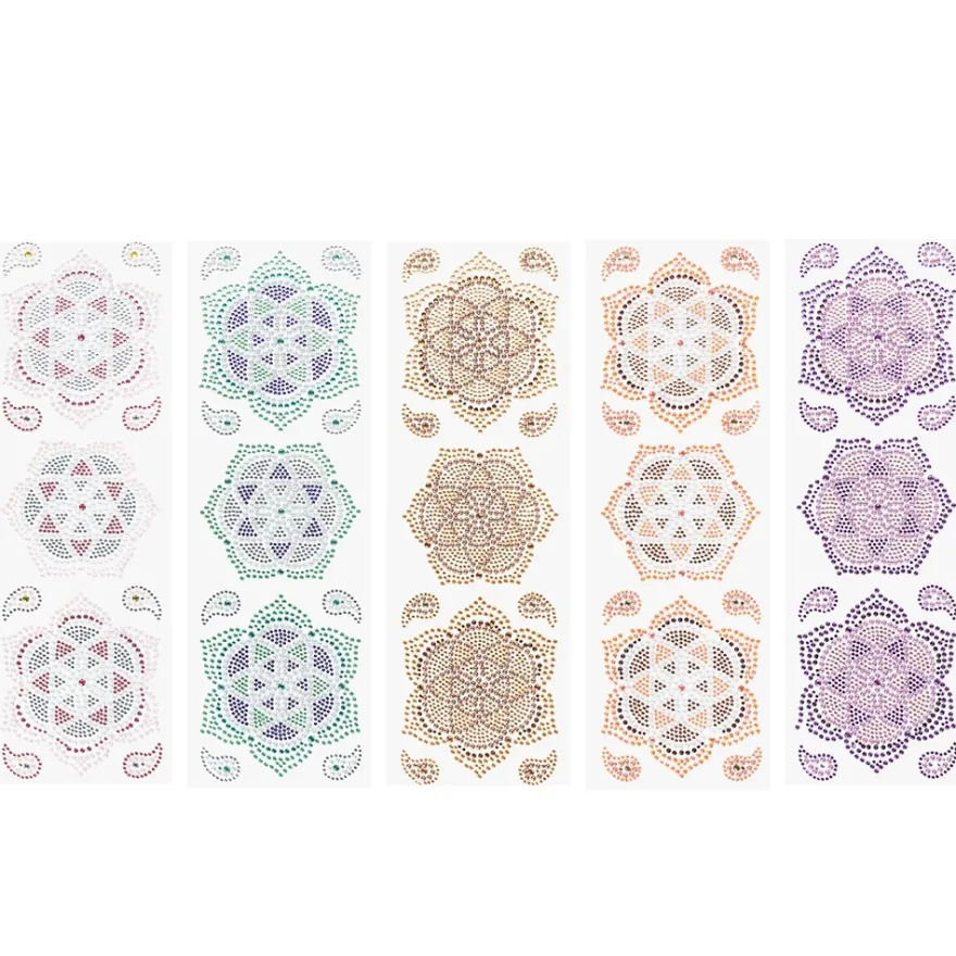 Strass-Ornamente, Mandalas, verschiedene Designs und Farben, 5 Bogen