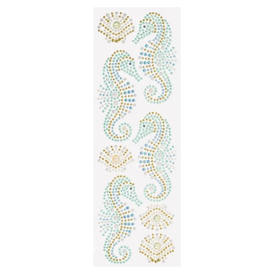 Strass-Ornamente, Maritim, mehrfarbig & veredelt, 5 Bogen