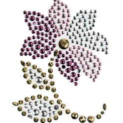 Strass-Ornamente, Sortierung 1, mehrfarbig, teilweise mit Veredelung, 5 Bogen