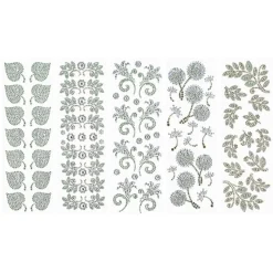 Strass-Ornamente, Sortierung 3, mehrfarbig, teilweise mit Veredelung, 5 Bogen