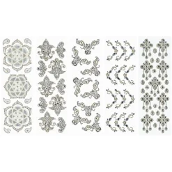 Strass-Ornamente, Sortierung 5, mehrfarbig, teilweise mit Veredelung, 5 Bogen