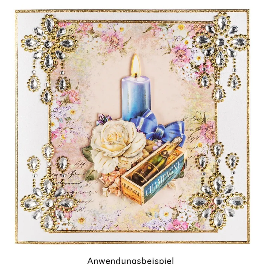 Strass-Ornamente, Sortierung 5, mehrfarbig, teilweise mit Veredelung, 5 Bogen